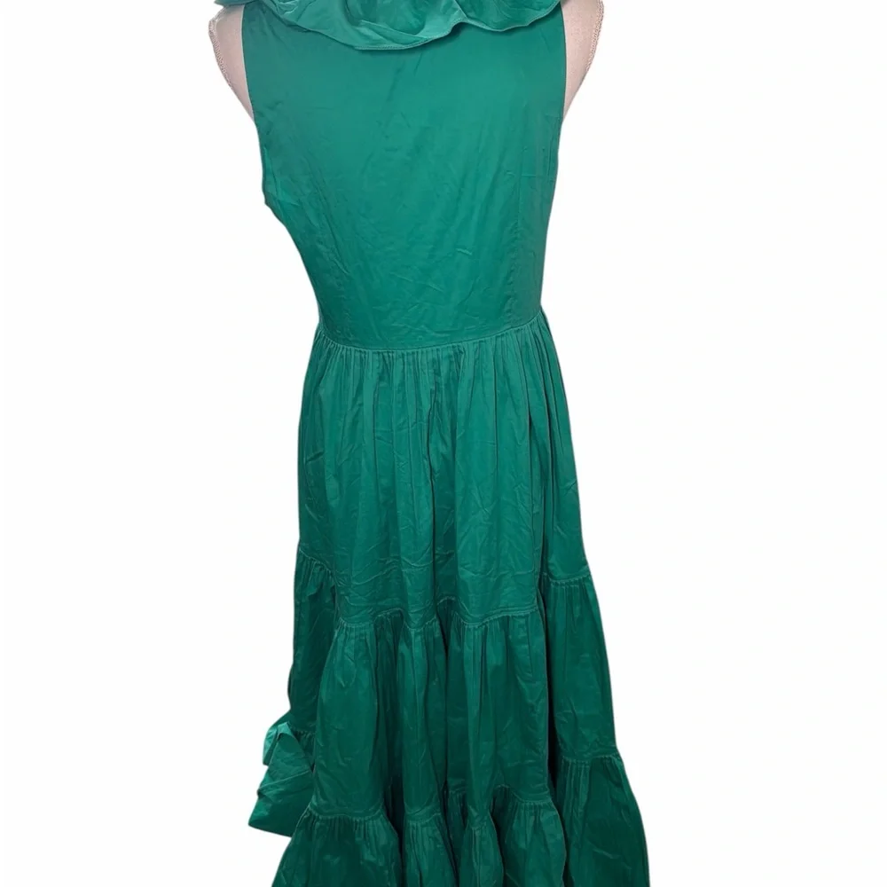 kate spade Teal Ruffle V-Neck Midi Dress